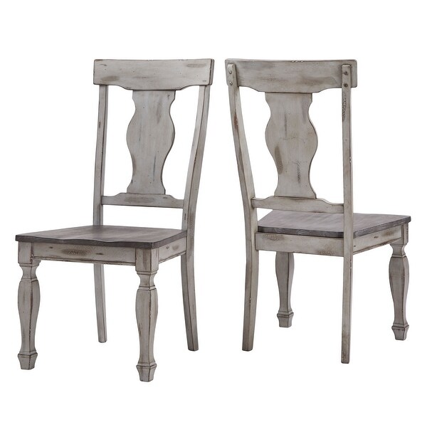 Eleanor Grey Two-Tone Square Turned Leg Wood Dining Chairs (Set of 2) by iNSPIRE Q Classic