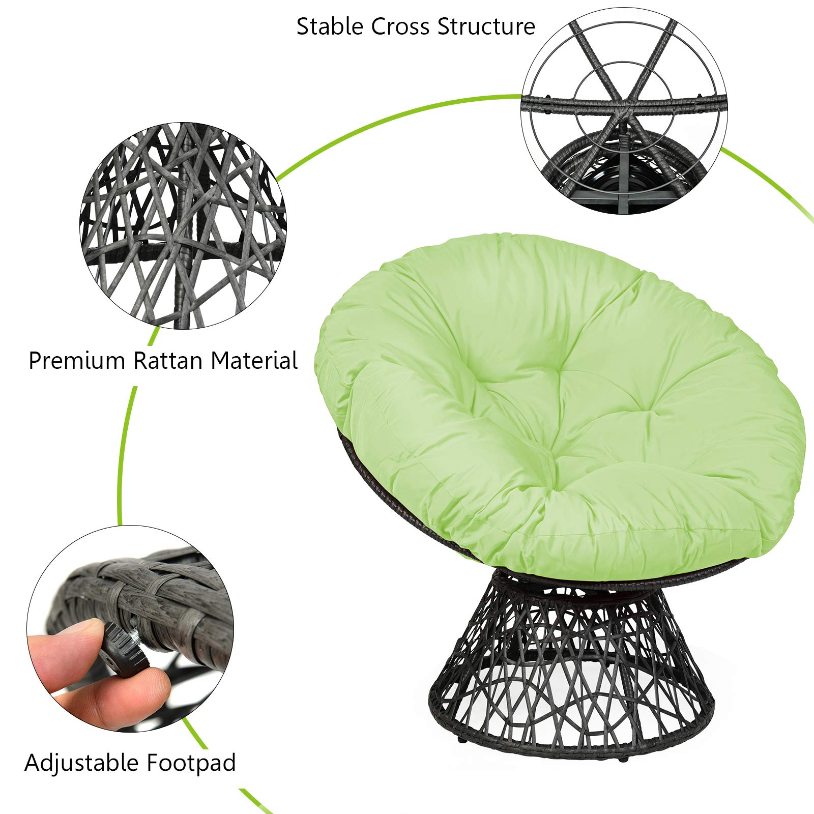 Giantex Rattan Round Papasan Chair