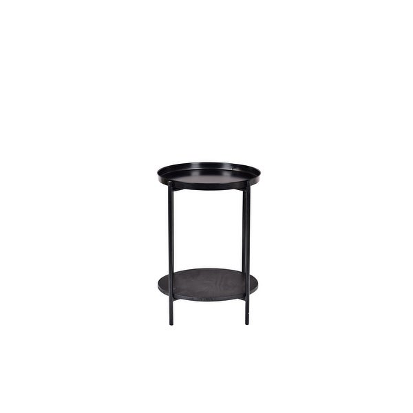 Round Wooden Side Table Iron And Wood 15.5x16x22.2 Inch - 16x16x22