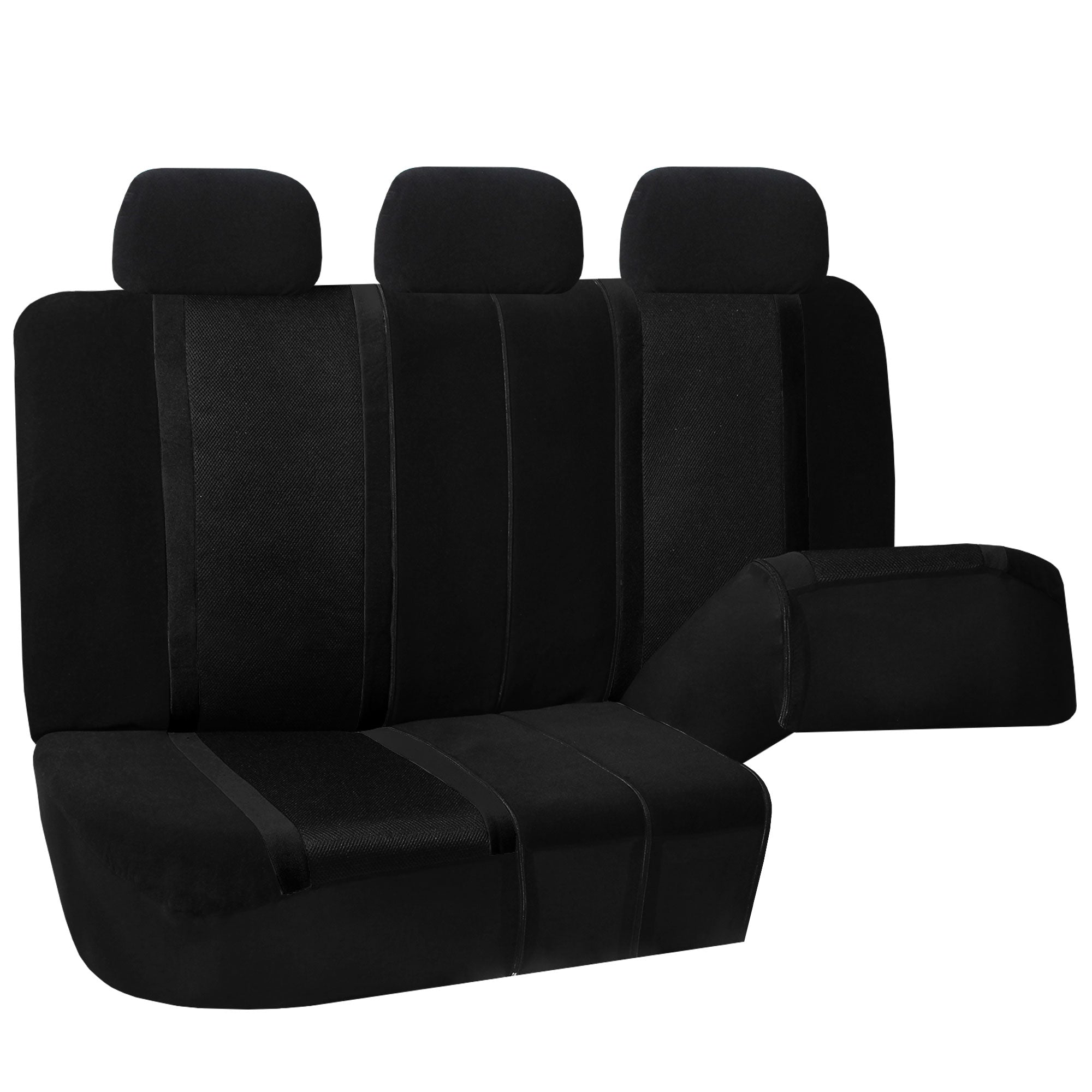 FH Group Black Airbag Compatible and Split Bench Sports 8 Seaters Car Van Seat Cover， Full Set