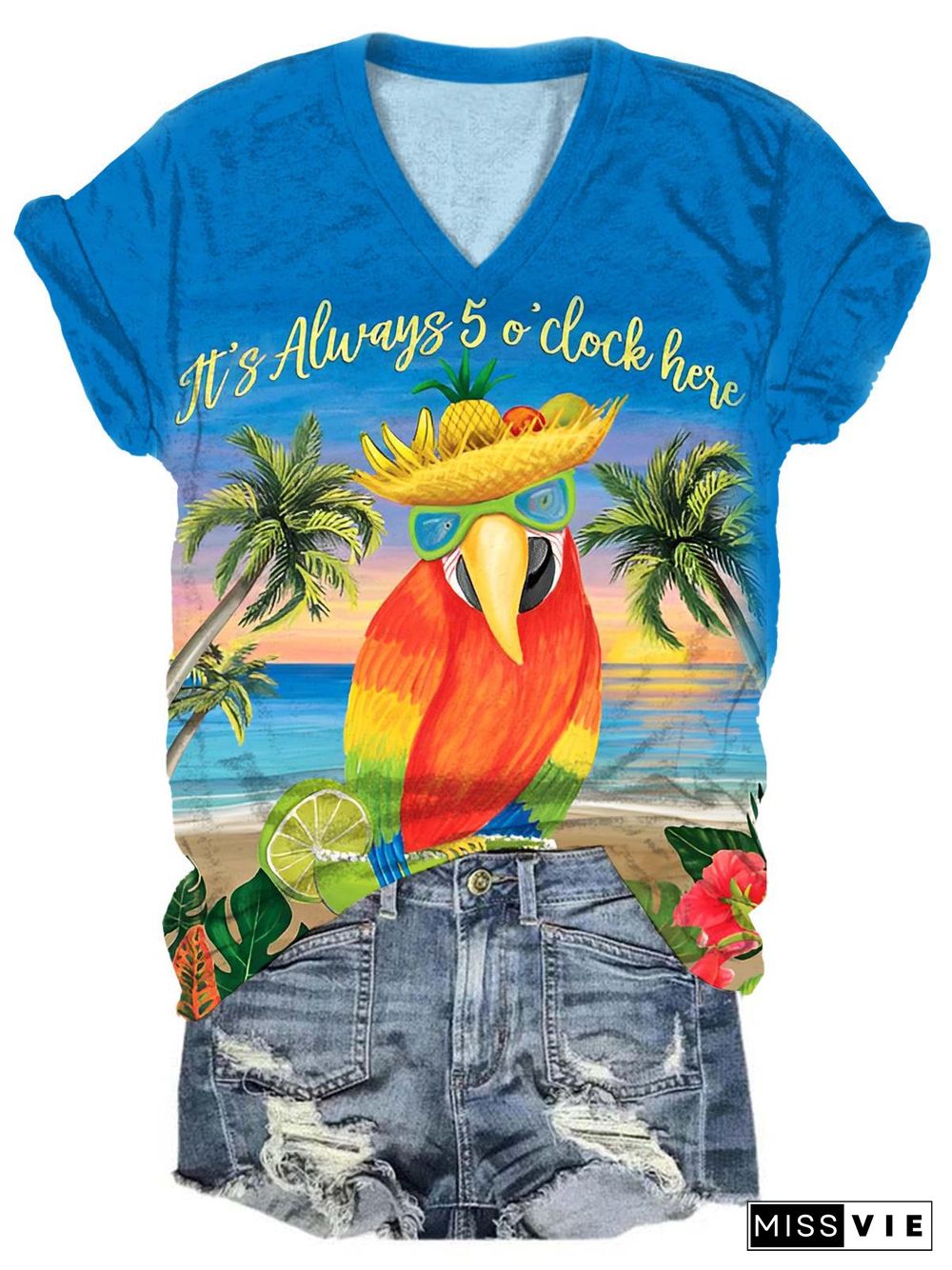 Women's Holiday Parrot T-Shirt