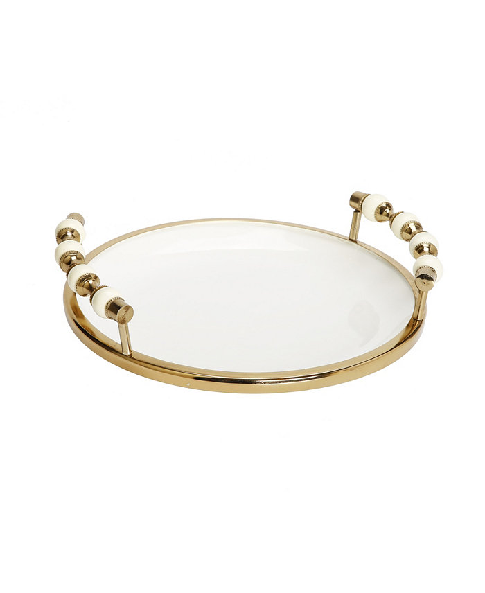 Classic Touch Flat Round Plate with Beaded Design 11D x 2