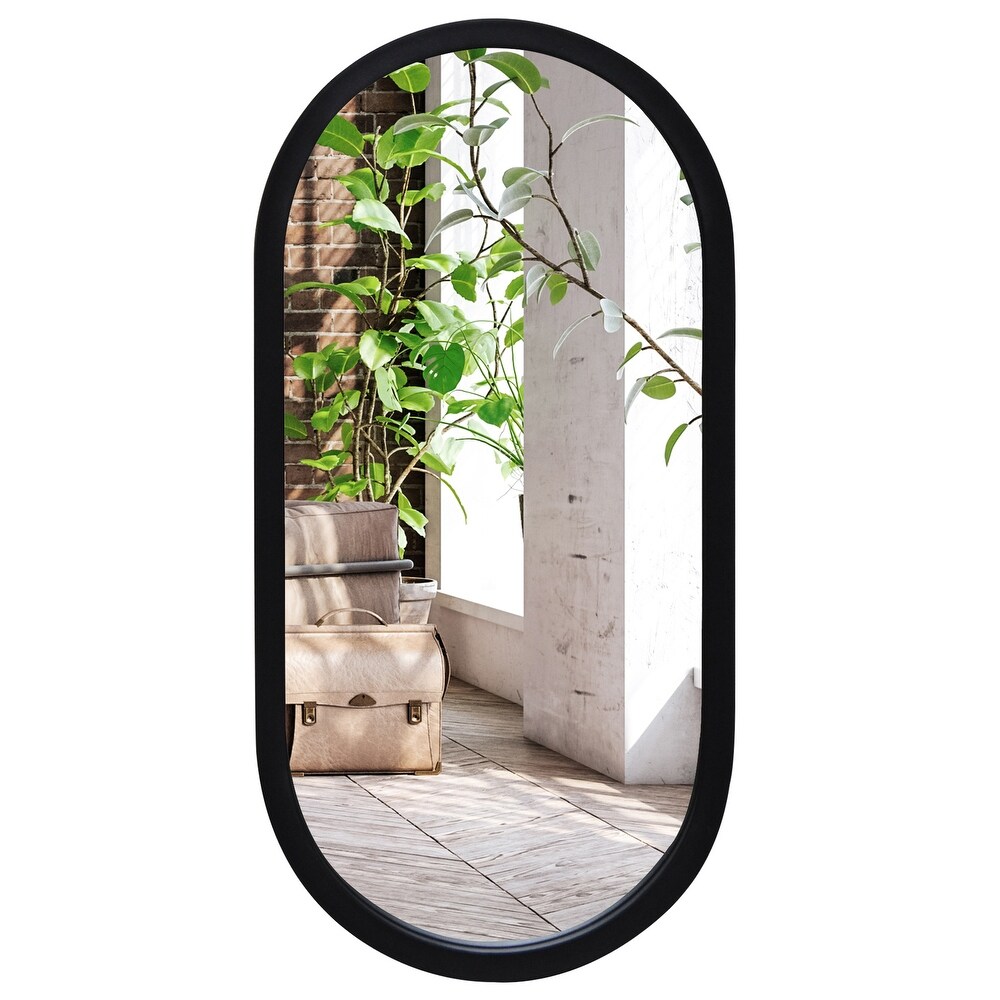 12x24 Black Oval Mirror   Framed Oval Mirror for Bathroom  Living Room  Bedroom   Vertical Mount Oval Wall Mirror