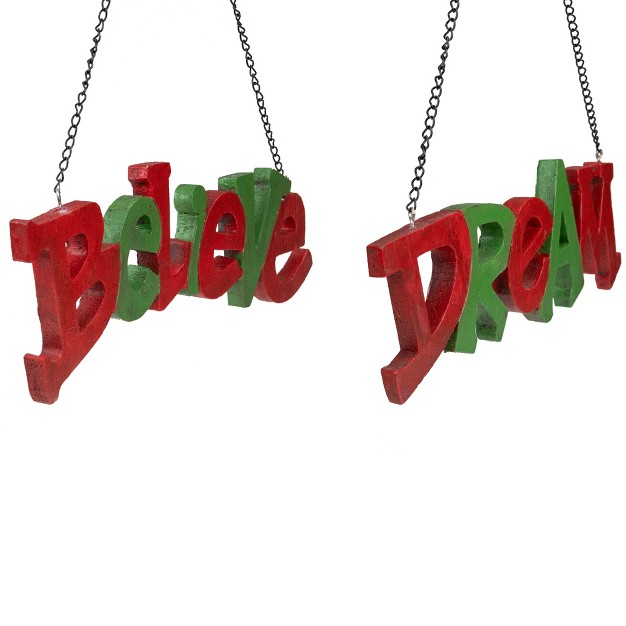 Red And Green Hanging quot believe x27 And quot dream quot Christmas Wall Decoration 9 5 quot