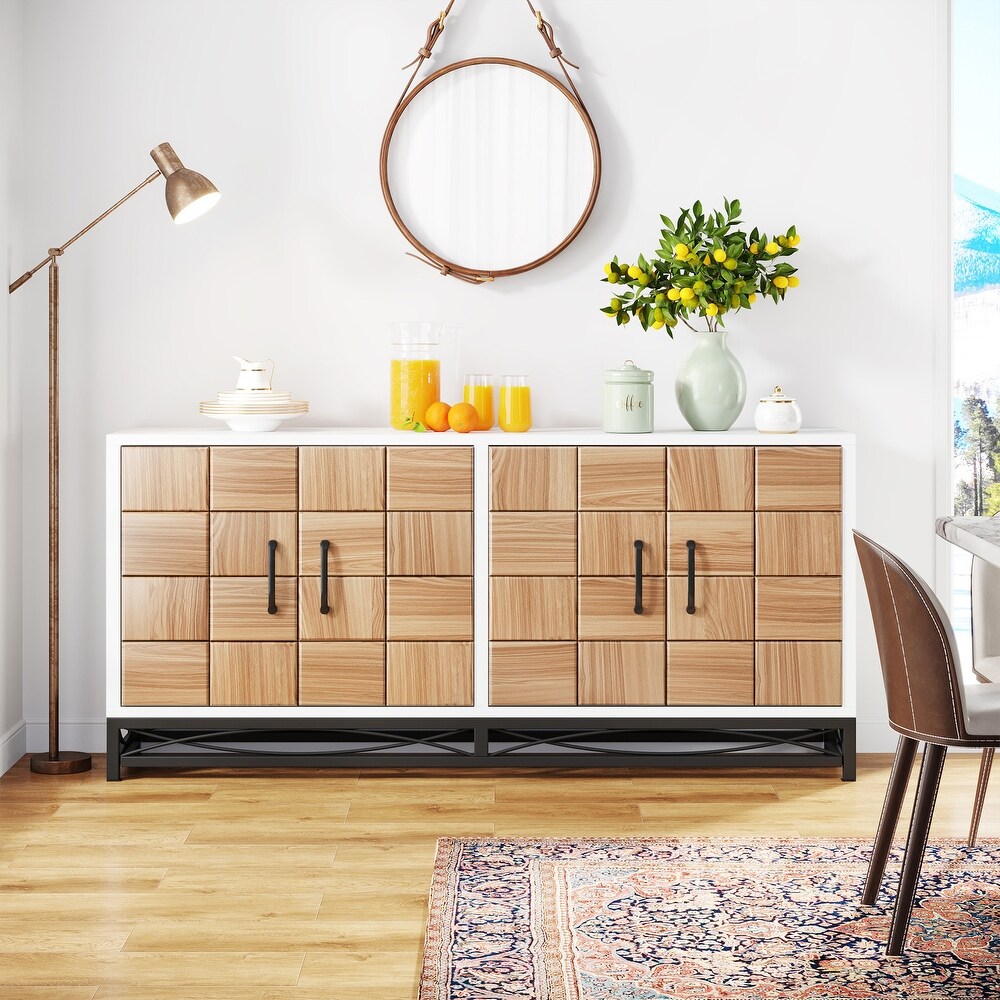59 inches Modern Style White Buffet Sideboard Storgae Cabinet For Kitchen   Dining Room   55 inch