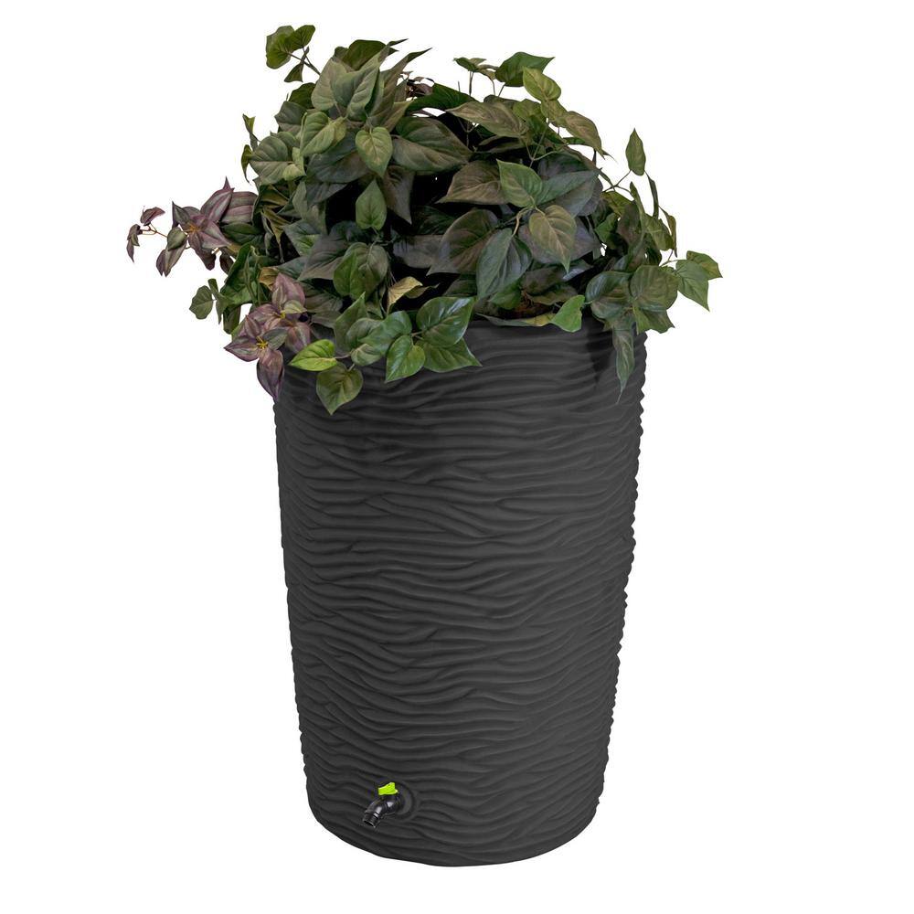 Good Ideas Impressions Eco Palm 50 Gal. Rain Saver - 100% Recycled Material GI-REC-L50-BLK