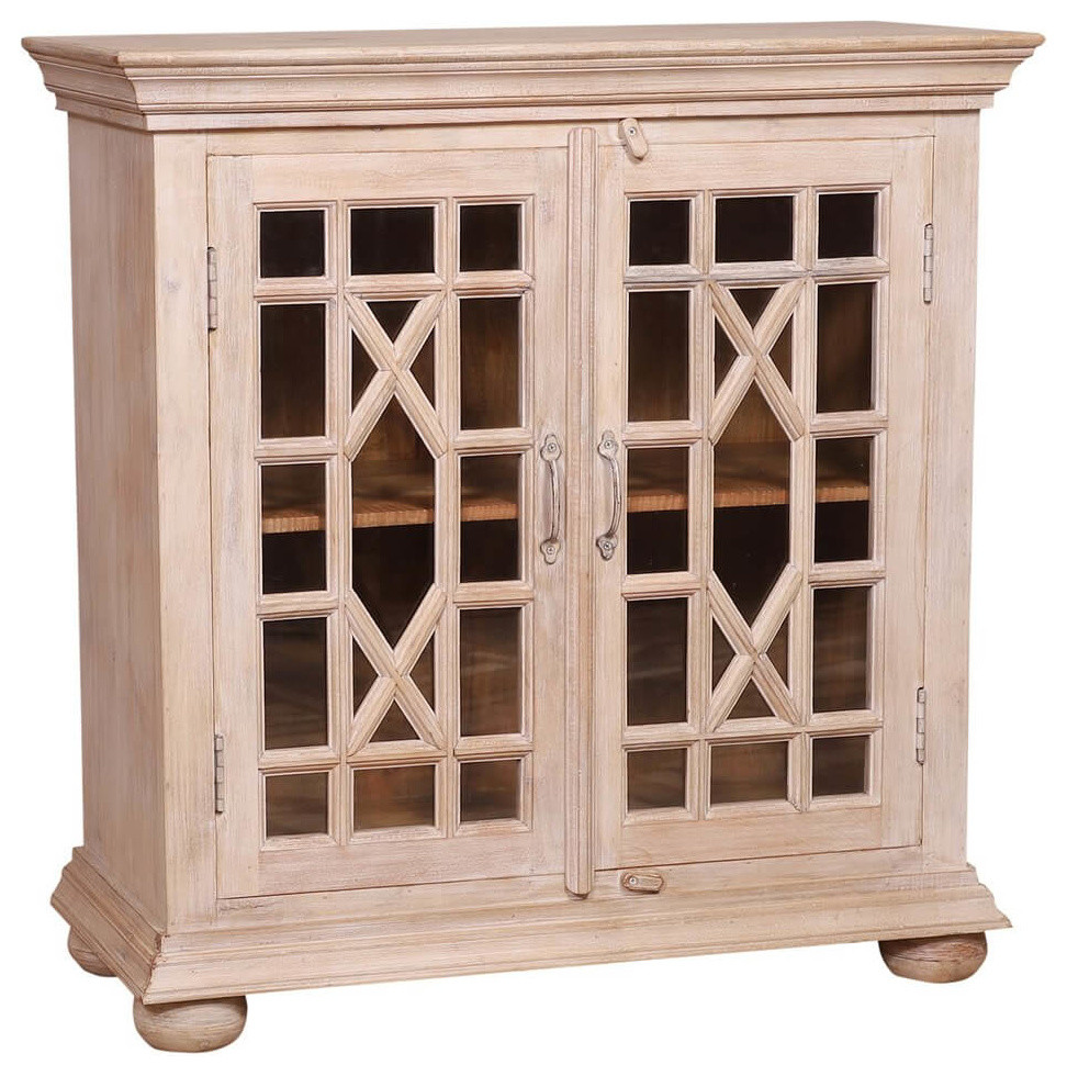 Marenisco Traditional Reclaimed Wood Glass Door Storage Cabinet   Traditional   Accent Chests And Cabinets   by Sierra Living Concepts Inc  Houzz