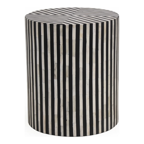 Aurelle Home Modern Bone Veneer Black and White Side Table