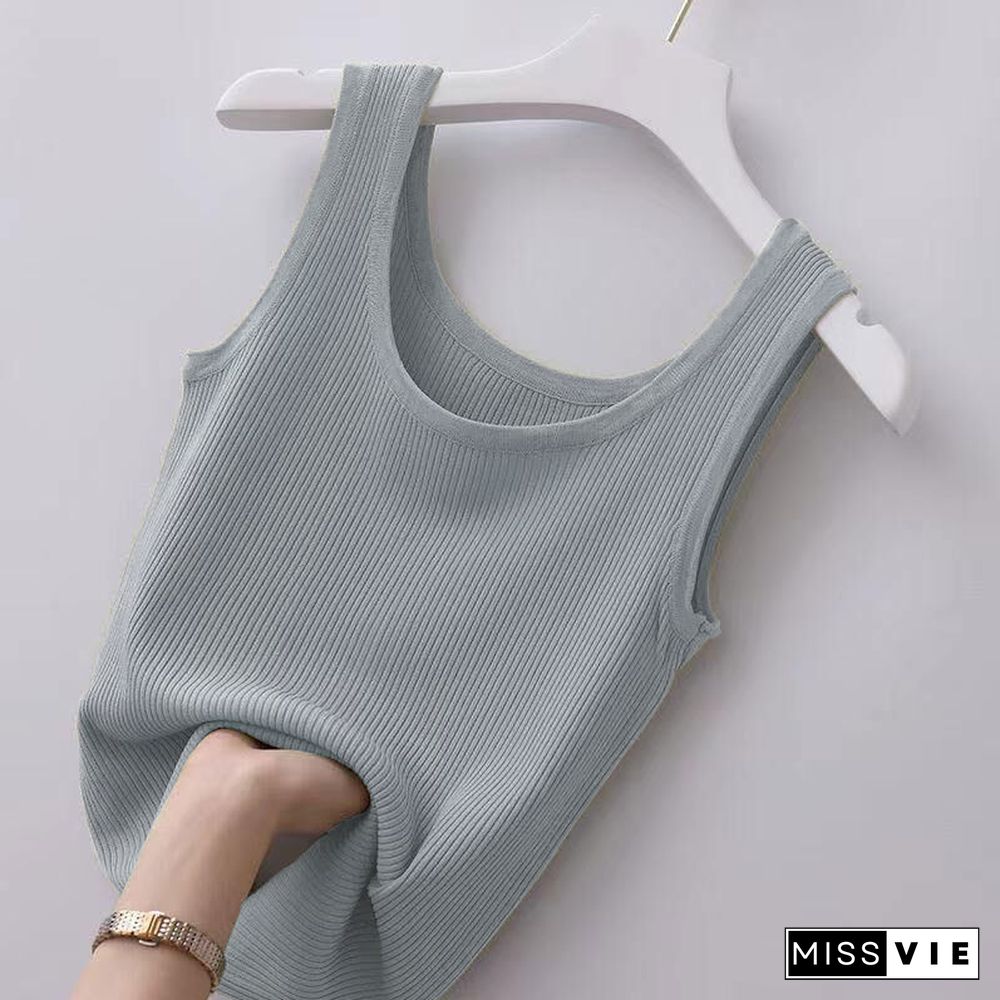 Elastic Tank Top Women Sleeveless Base Shirt Running Vest Workout Womens Self Cultivation Outer Wear Thin Crop Women Camisole