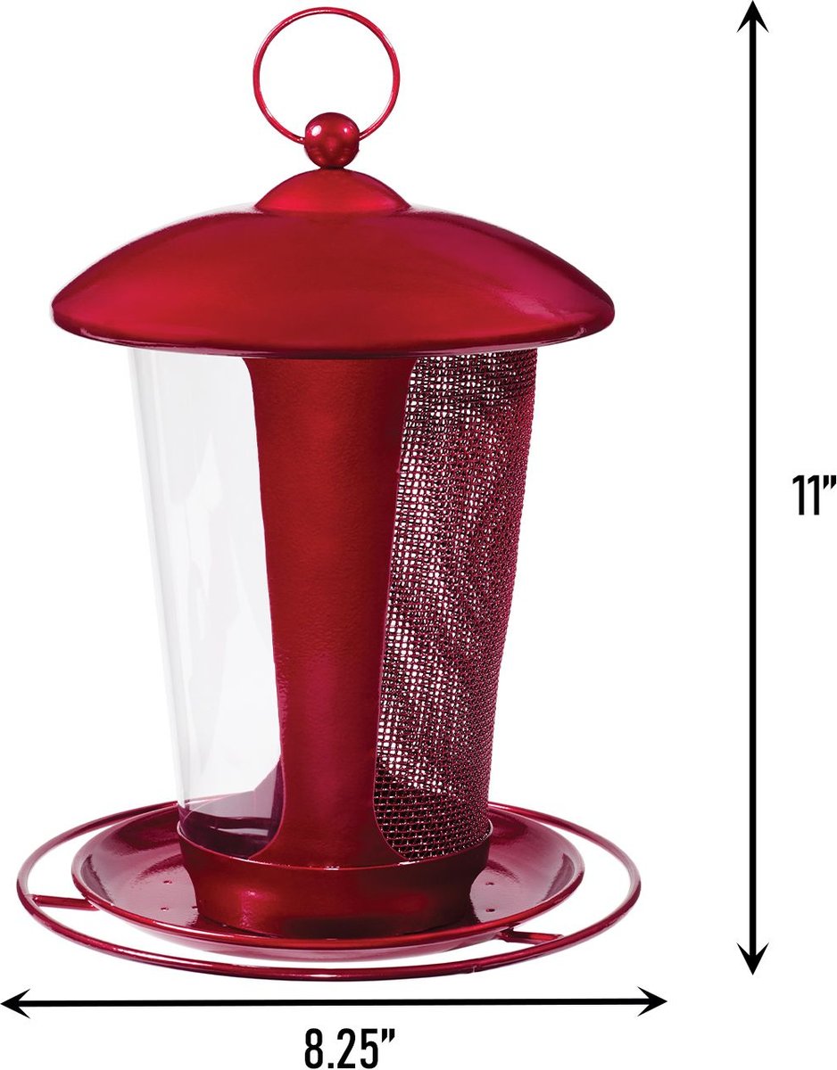 North States Crimson Single Tube Bird Feeder， Red