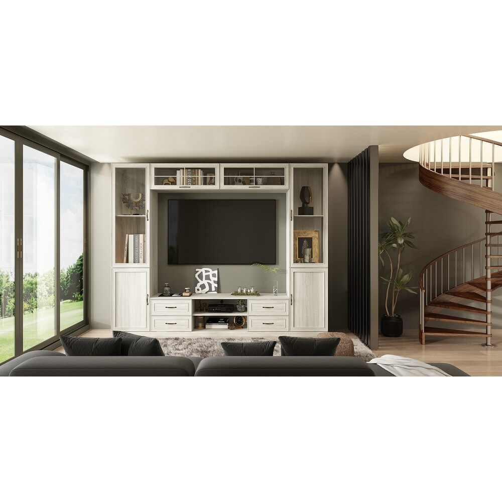 Entertainment Wall Unit w/Bridge and Glass Door TV Stand Console Table   98.4\