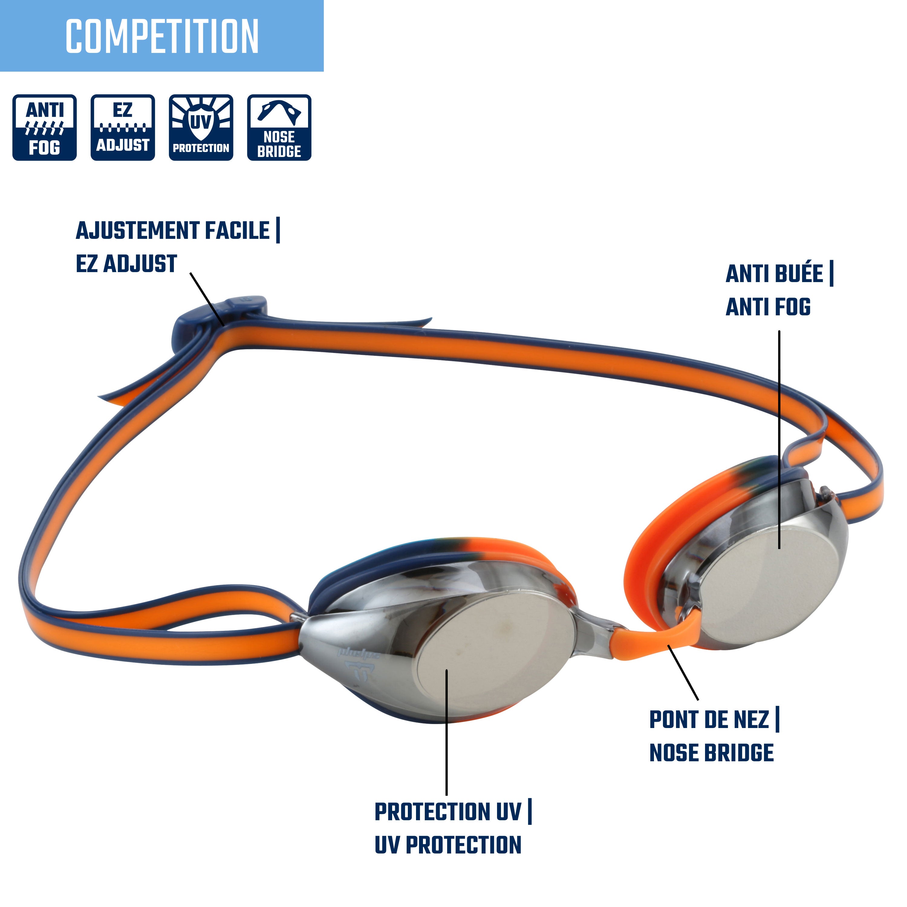 Michael Phelps Xcell Jr Silver Mirror Swimming Sport Goggles with Scratch-Resistant Lens