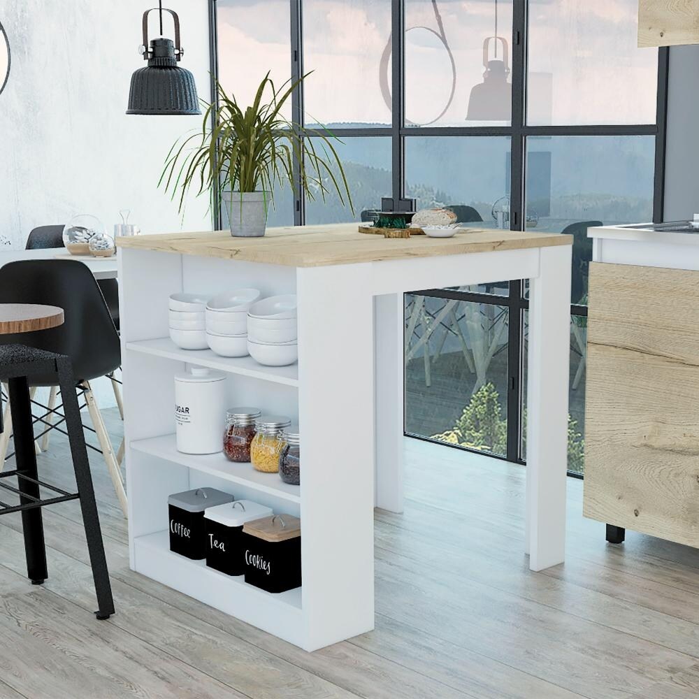 3 Shelf Kitchen Island with Storage Legs