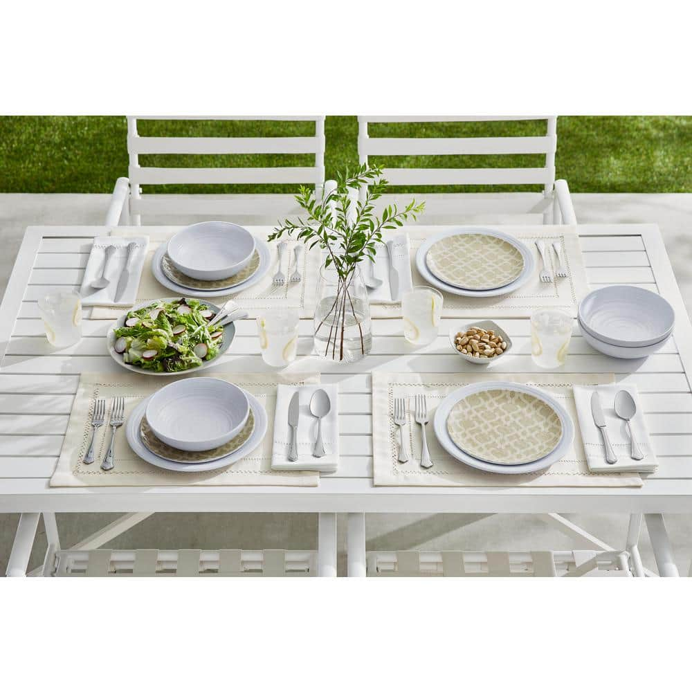 StyleWell Taryn Melamine Accent Plates in Khaki Trellis (Set of 6) NN0479KTL