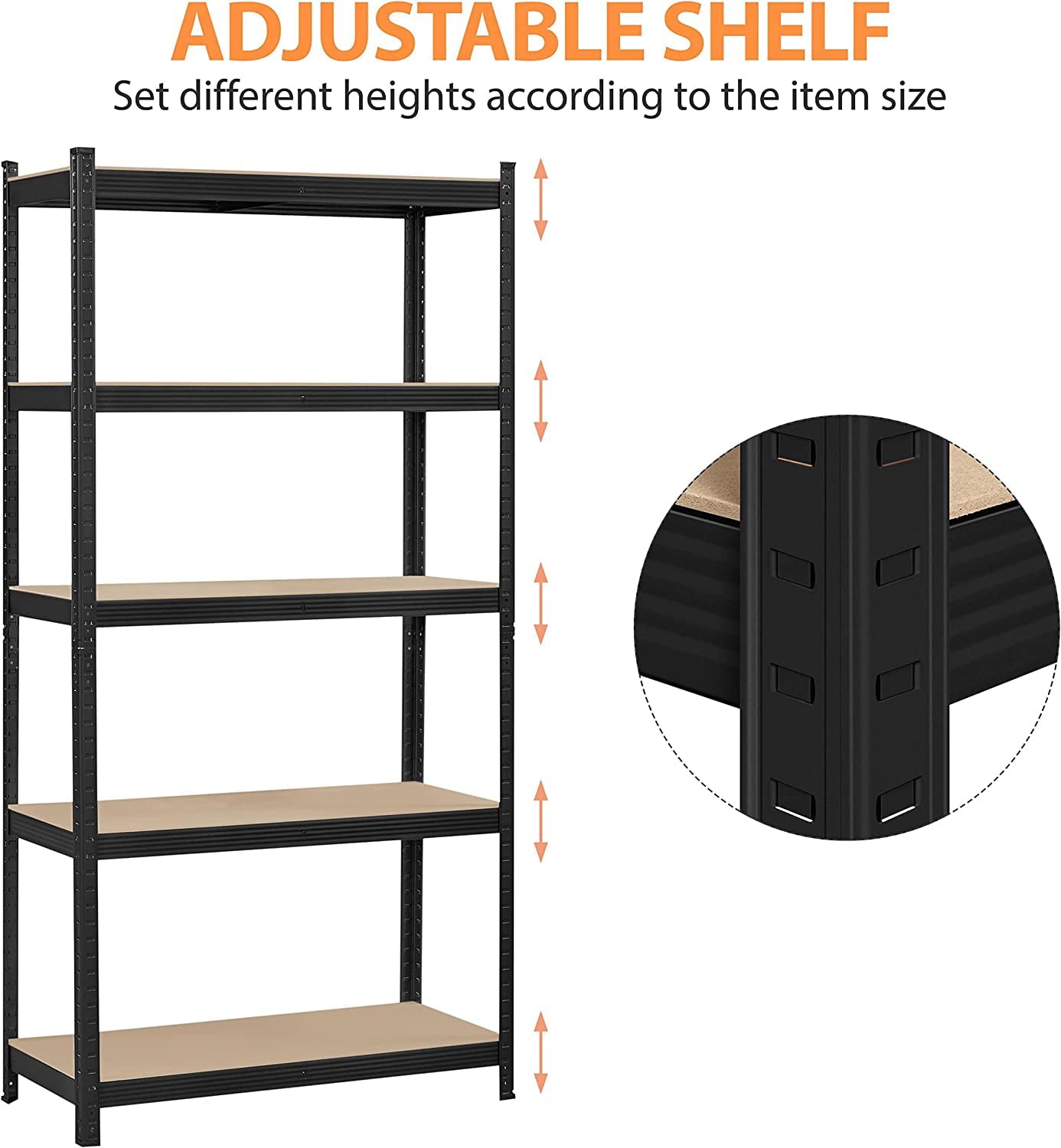 LISUEYNE Storage Shelving Unit,5 Tier Metal Shelf,Adjustable Height Garage Storage Shelf,Heavy Duty Shelves Organization,Storage Utility Rack Warehouse Basement shed Kitchen Pantry 35.5