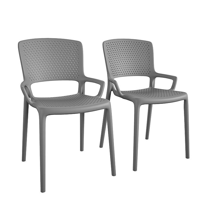 Cosco Indoor / Outdoor Square Back Stacking Resin Dining Chair 2-Piece Set