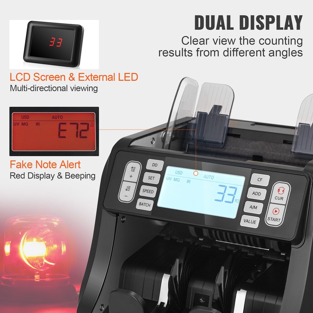 VEVOR Money Counter Machine  Bill Counter with UV  MG  IR and DD Counterfeit Detection