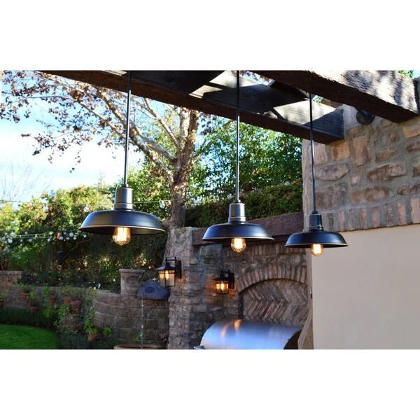 AA Warehousing Aurora 1 Light Outdoor Pendant in Imperial Black