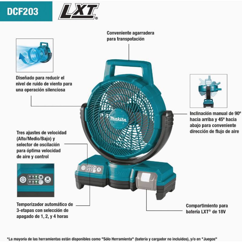 Makita 18V 9-1 4 In. Cordless Jobsite Fan