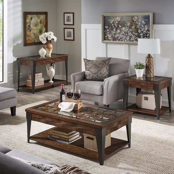 Cain Dark Brown Wood and Metal End Table by iNSPIRE Q Modern - End Table