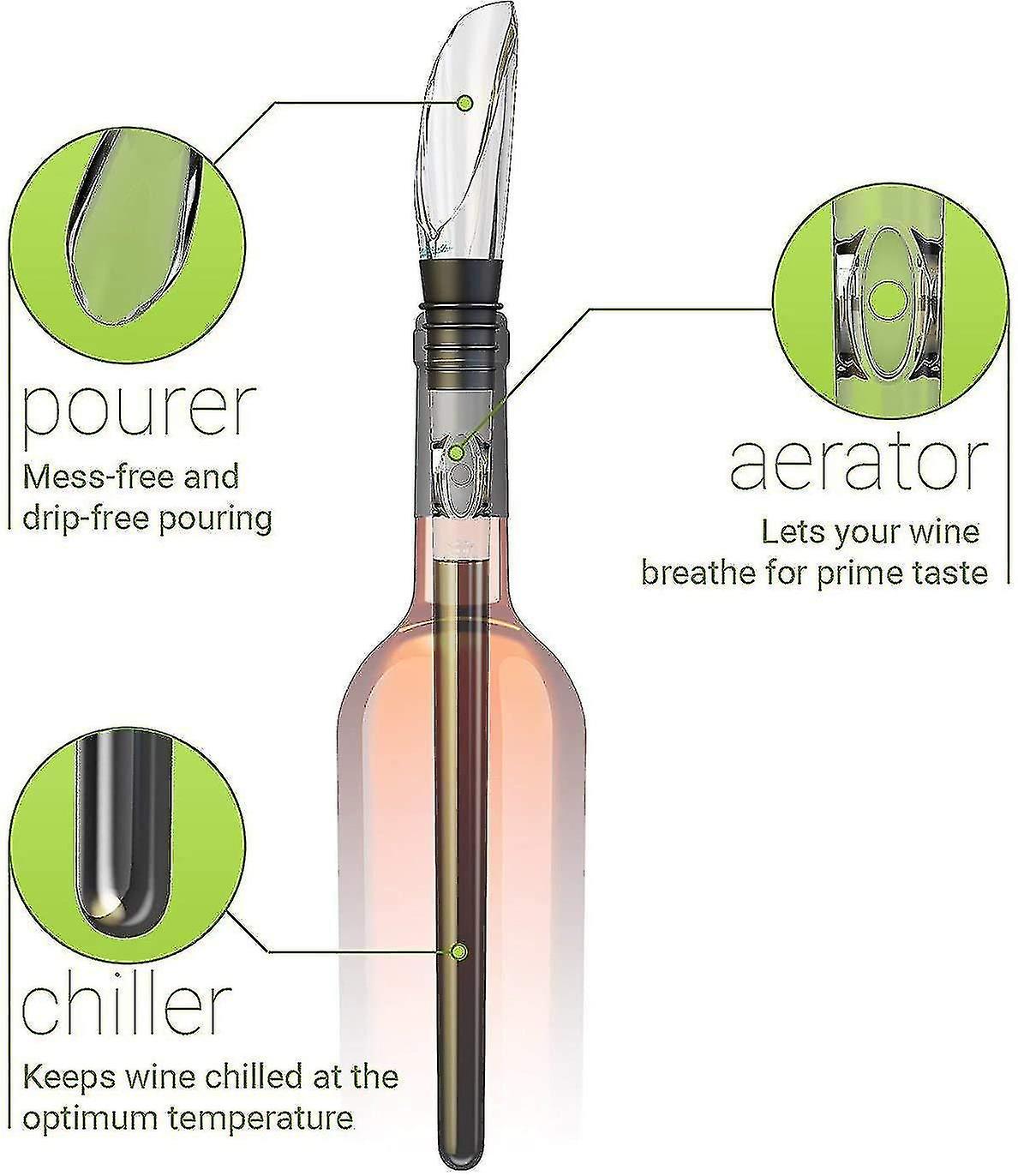 Wine Cooler，wine Chiller With Stainless Steel Wine Pouer And Chill Rod，wine Bottle Cooler Stick