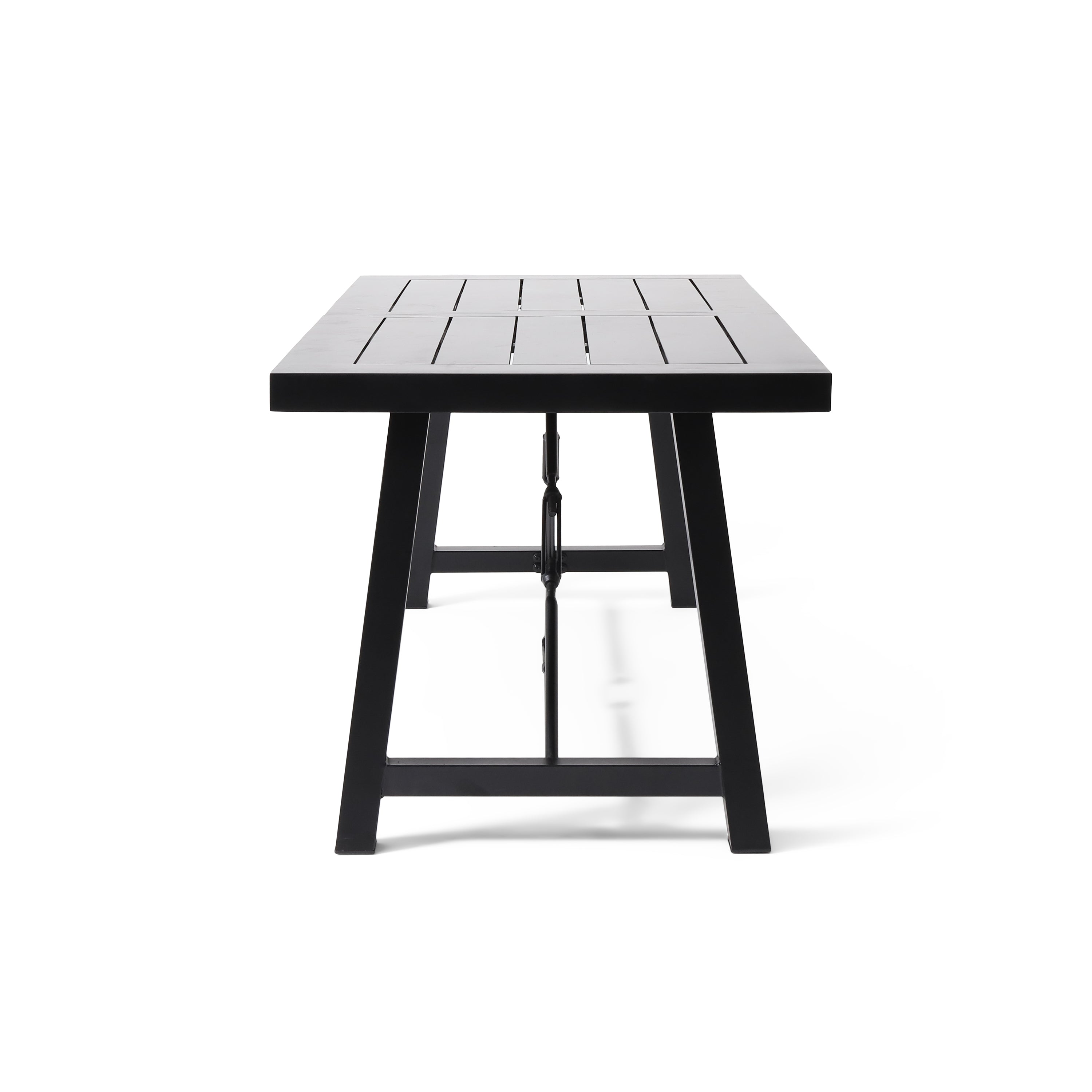 Hempstead Indoor Modern Industrial Acacia Wood Dining Table, Black