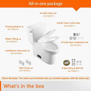 DEERVALLEY DeerValley Apex 12 in. Rough in Size 1-Piece 1.28 GPF Single Flush Elongated Toilet in White Seat Included DV-1F52828