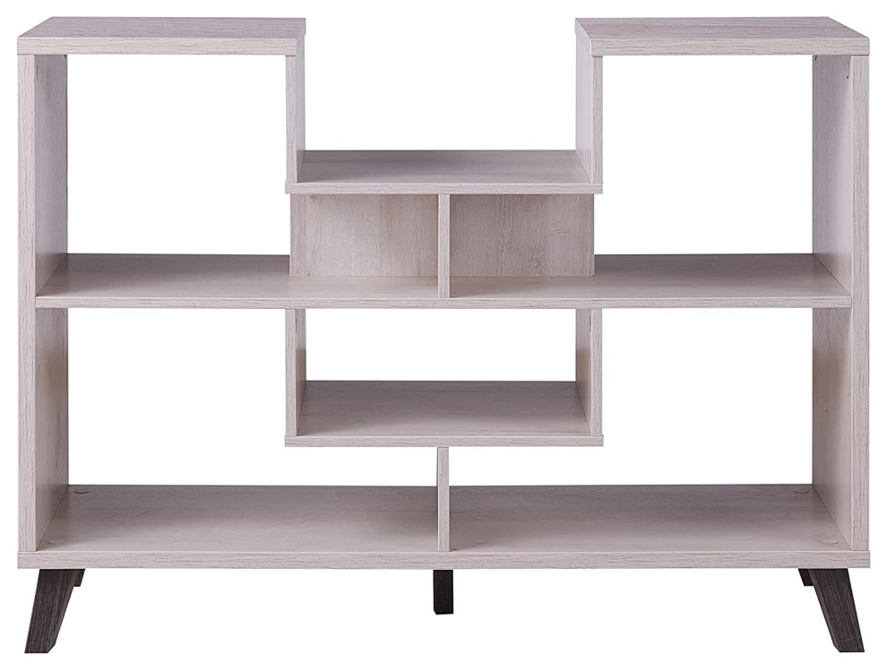 Modern Console Table  MDF Construction With Multiple Open Shelves  White Oak   Contemporary   Side Tables And End Tables   by Declusia  Houzz