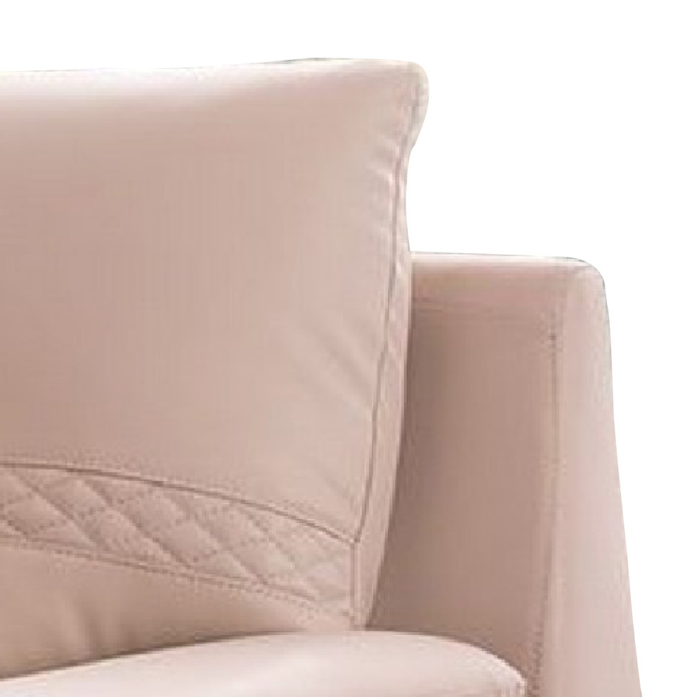 Leatherette Loveseat With Tufted And Diamond Stitched Backrest  Beige   Contemporary   Loveseats   by VirVentures  Houzz