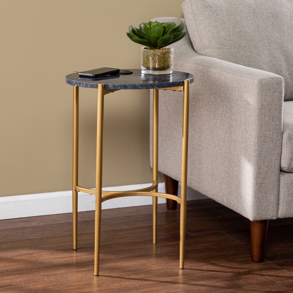 Thirsk Table With Wireless Charging Station   Contemporary   Side Tables And End Tables   by SEI  Houzz