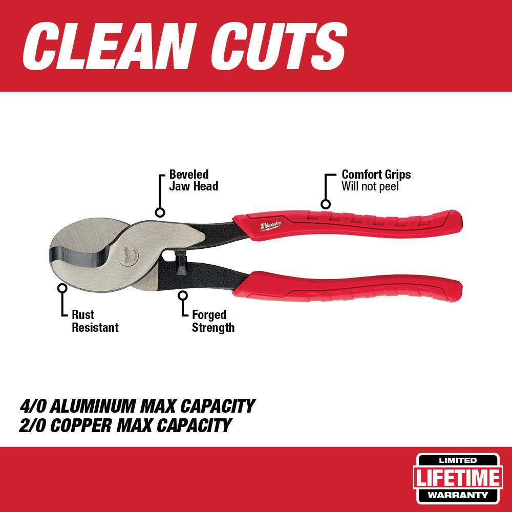 MW 10 in. Cable Cutting Pliers and 8 in. Diagonal-Cutting Plier with Angled Head (2-Piece) 48-22-6104-48-22-6128