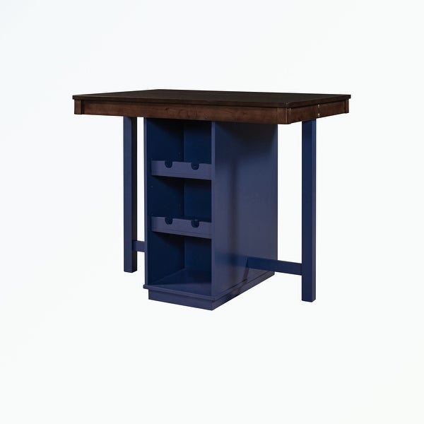 Wood Table with 3-Tier Adjustable Storage Shelves and Wine Racks