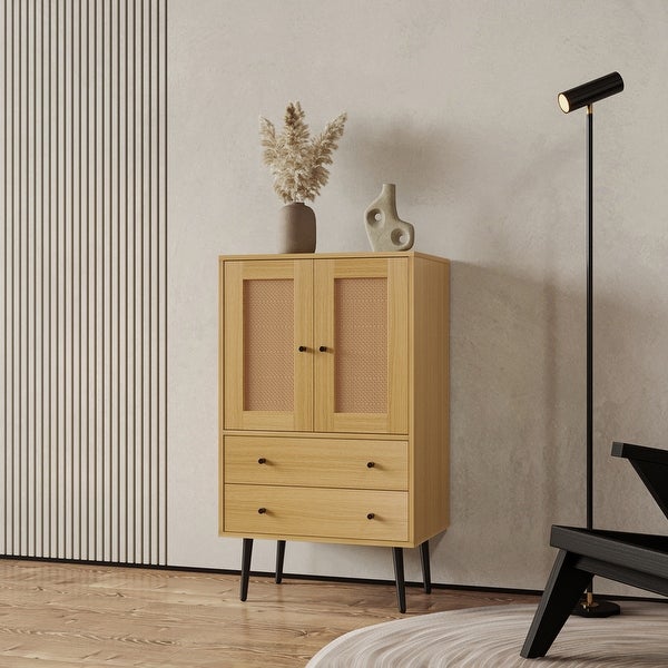 Wooden Sideboard with 2 Drawers and 1 Door Storage in Oak