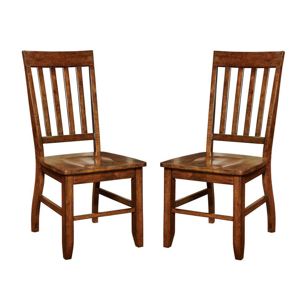 Furniture of America Henry Dark Oak Wood Slatted Side Chair (Set of 2) IDF-3437SC