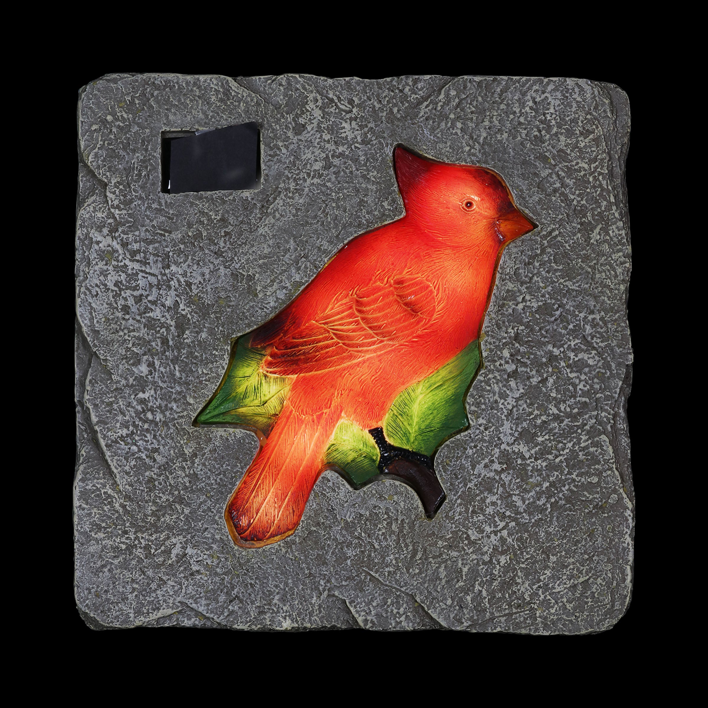 Exhart Solar Cardinal Stepping Stone, 10 inch, Resin, Red (Yard Garden Lawn Art, Indoor Outdoor Home Decoration), Resin