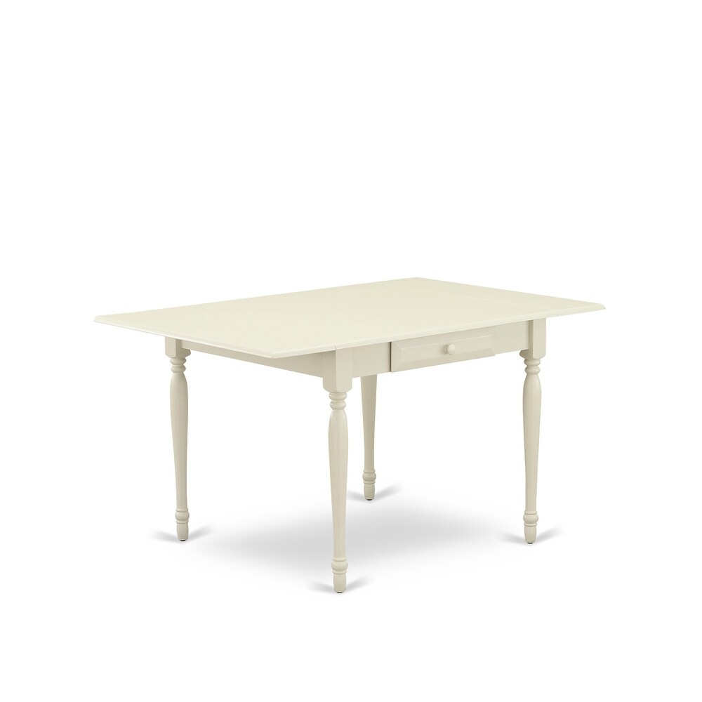 East West Furniture Kitchen Table Set  a Rectangle Dining Room Table and Solid Wood Seat Chairs  Linen White (Pieces Option)