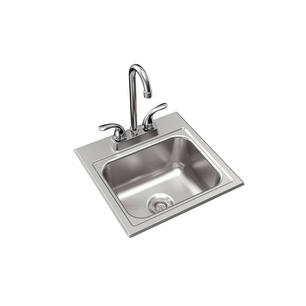 Elkay Parkway 20-Gauge Stainless Steel 15 in. Single Bowl Drop-In Kitchen Sink with Faucet HDSB15156PWK