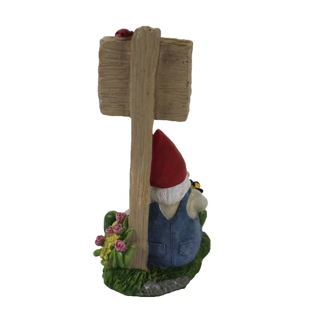 Home Decor Gnome With Sign One Cheeseboard amp Spreader 7 Inches Gardening Flowers Polyresin Multicolored