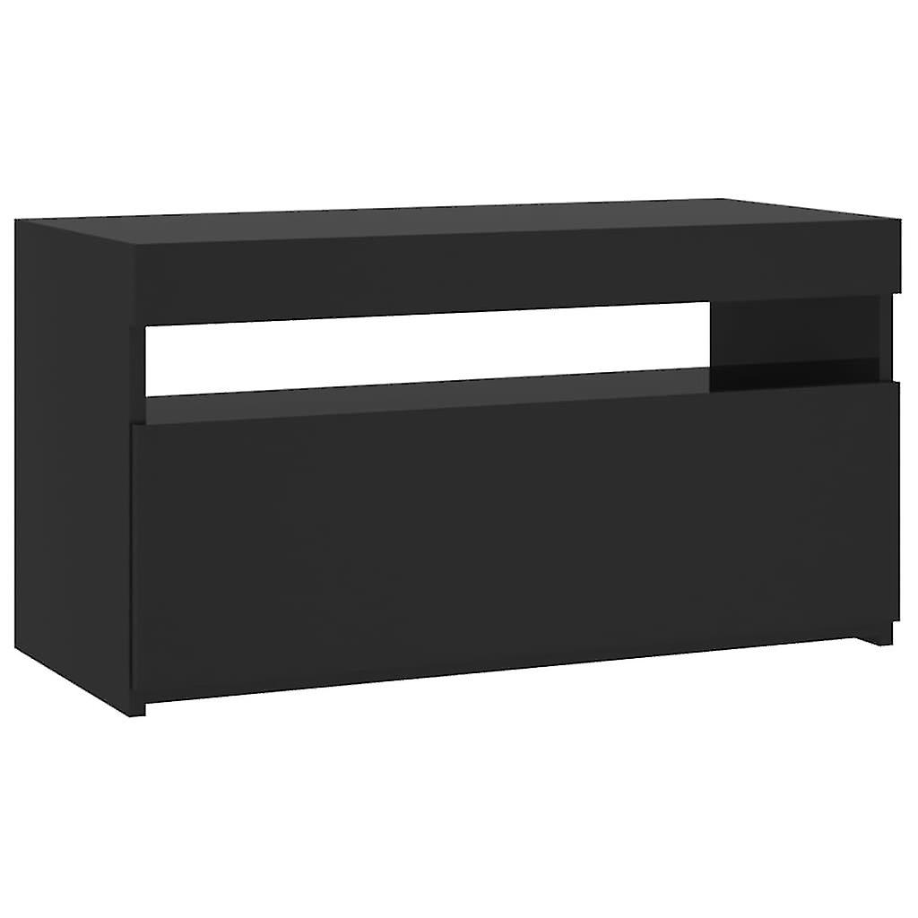 Tv Cabinet With Led Lights High Gloss Black 75x35x40 Cm