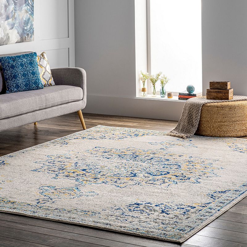 nuLOOM Sunny Wildflower Framed Medallion Rug