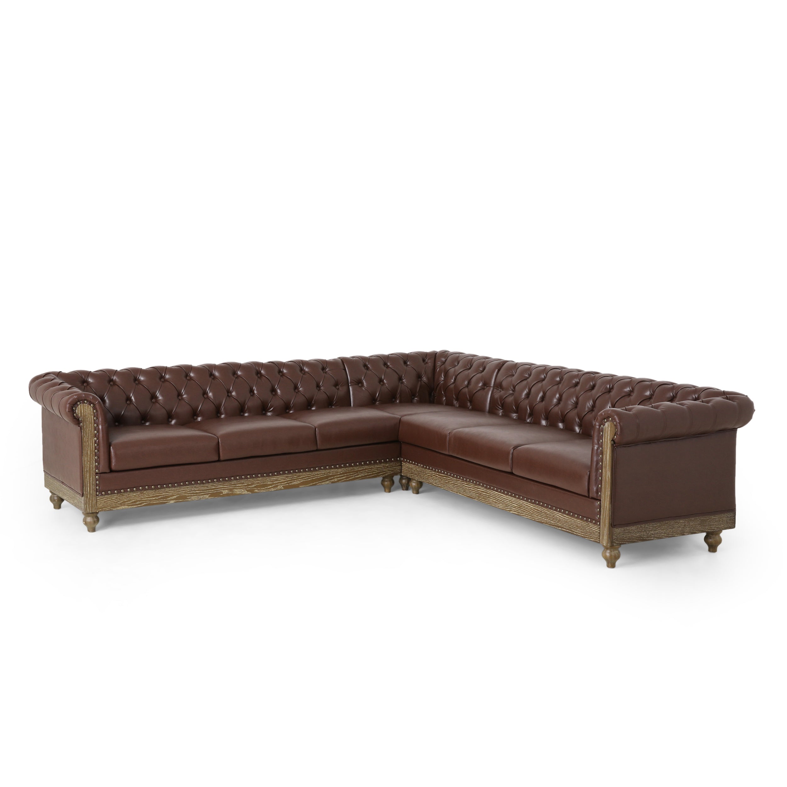 Kinzie Chesterfield Tufted 7 Seater Sectional Sofa with Nailhead Trim