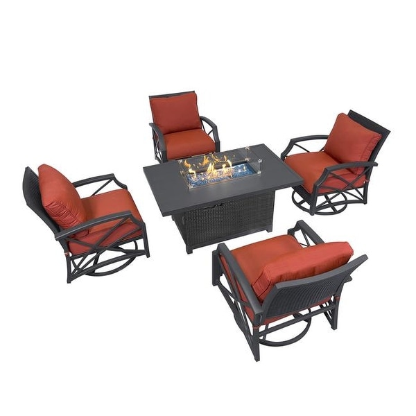 Kinger Home Novi Rattan 5Piece Outdoor Patio Furniture Set