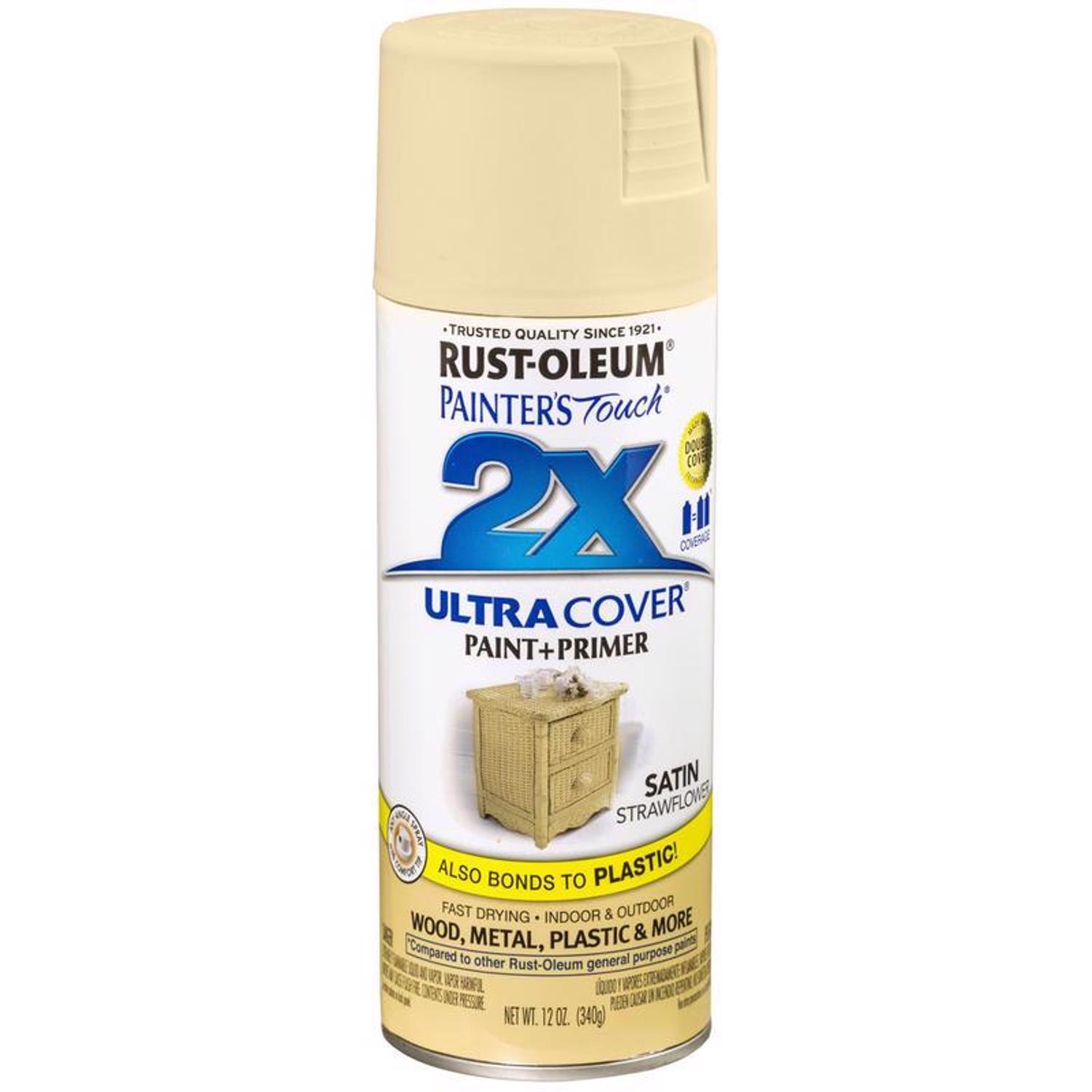 Rust-Oleum Painter\u0027s Touch 2X Ultra Cover Satin Strawflower Paint+Primer Spray Paint 12 oz