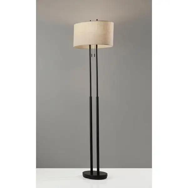 Strick and Bolton Lissie Brushed Steel Double Socket Floor Lamp