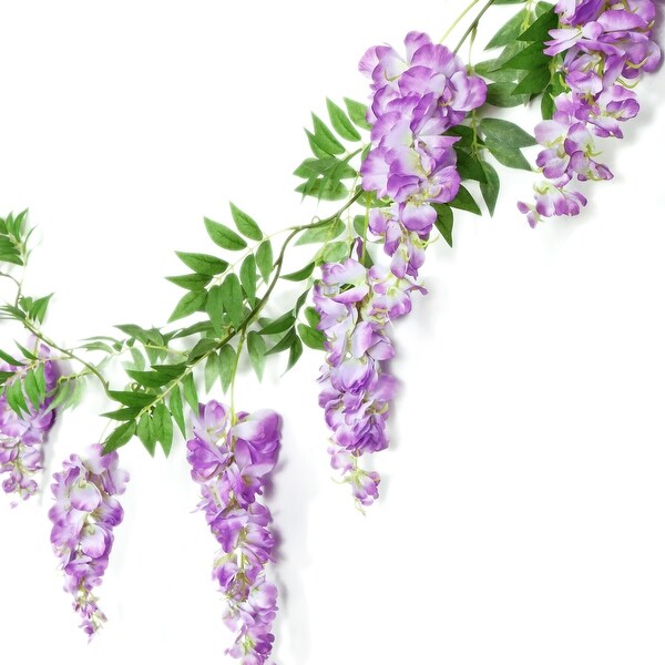 Set of 2 Lavender Artificial Wisteria Flower Garland Hanging Vine 6ft