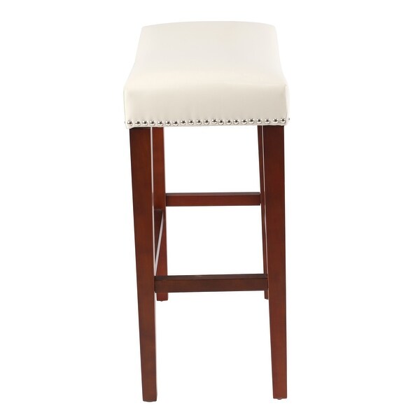 2pcs Modern Leather Upholstered Barstool with Nailhead Trim