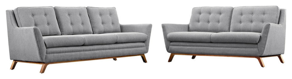 Gillian Expectation Living Room Set Upholstered Fabric Set of 2   Midcentury   Living Room Furniture Sets   by V.S.D Furniture  Houzz