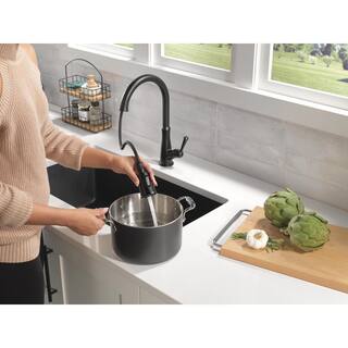 Delta Westville Single Handle Pull Down Sprayer Kitchen Faucet in Matte Black 9110-BL-DST