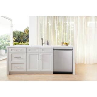 Bosch 100 Series Plus 24 in. Stainless Steel Front Control Tall Tub Dishwasher with Hybrid Stainless Steel Tub SHE4AEM5N