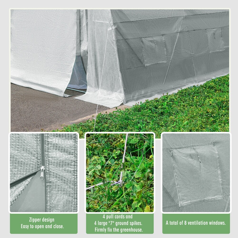 Aoodor Patio Greenhouse Heavy Duty Frame Portable Hot House with 1 Zippered Screen Doors